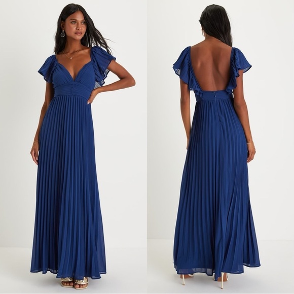 Lulu's Elegant Blue Maxi Dress - Picture 1 of 8